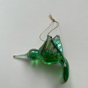 Green glass hummingbird holiday christmas ornament